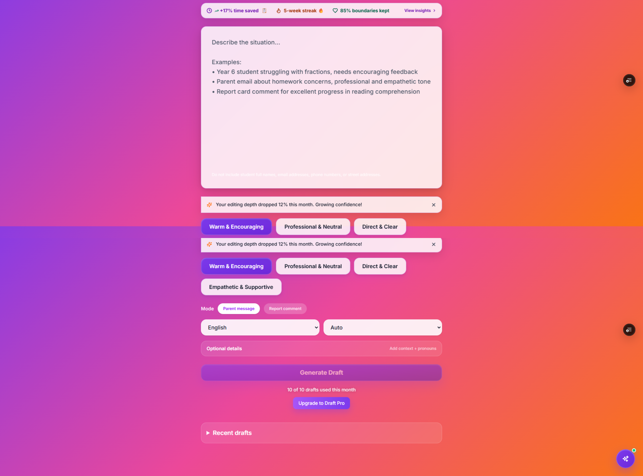 Zaza Draft guided drafting interface